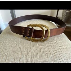 Steve Madden Belt vintage brown leather with double brass buckle